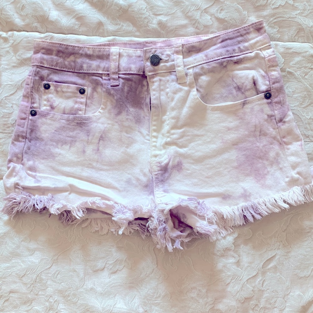 Tie-dyed DENIM SHORTS